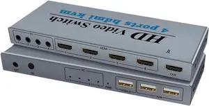 Ennovor 4K Switch KVM HDMI 4 Input 1 Output Switcher 3-Port USB HDMI KVM Switch 4X1 4kX2K/30HZ HDCP1.2 for PC Laptop Windows&ma*cs