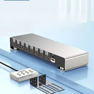 Ennovor 4K 60Hz HDMI USB KVM Switch 8 in 1 Out Video Switcher 8 Port 8 PC Share 1 Monitor 4 USB Mouse Keyboard with Extender(UK Plug)