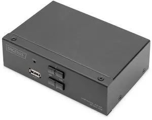 Ennovor DIGITUS Displayport KVM Switch - 2-Port Single Display - 2 PC 1 Monitor - 1x Mouse, Keyboard & Audio for 2 Computers - UHD 4K@60Hz (4096 x 2160p) - Hot Key Switch - 1x USB 2.0 Hub - Black