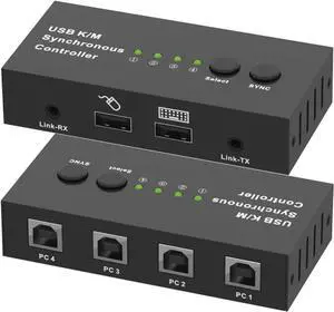 Ennovor 2/4/8 Port Synchronizer Set of 2 - KVM Switch/Distributor, DNF Multi Open Synchronizer, USB Keyboard Mouse Sync Controller, Plug and Play Game Controller (Size : 4 Ports)