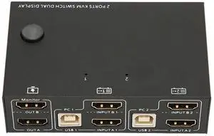 Ennovor Dilwe 2 Port KVM Switch Dual Monitor HDMI 4K 30Hz, Dual Monitor KVM Switch for 2 Computers Share USB Keyboard Mouse Monitor KVM Converter