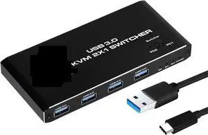 Ennovor KVM Switch 4K HDMI-Compatible 2.0 Docking Station USB 3.0 Hub Splitter 2 Computer PC Desktops Accessories Switcher Selector