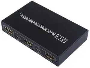 Ennovor AM-KVM 201CL 2-in-1 HDMI-Compatible/USB KVM Switch Support HD 2K*4K 2 Hosts Share 1 Monitor/Keyboard& Mouse Set KVM Switch(AM-KVM 201CL)