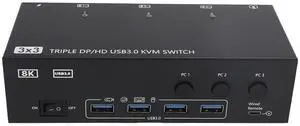 Ennovor GOWENIC DisplayPort HD USB3.0 KVM Switch, 8K 60Hz 4K 144Hz, Multiple Device Control, Clear Display, Super Speed Data Transfer, for PCs Laptops (US Plug)