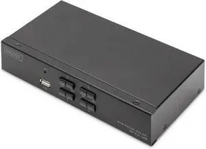 Ennovor DIGITUS Displayport KVM Switch - 4-Port Single Display - 4 PC 1 Monitor - 1x Mouse, Keyboard & Audio for 4 Computers - UHD 4K@60Hz (4096 x 2160p) - Hot Key Switch - 1x USB 2.0 Hub - Black