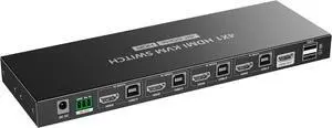 Ennovor HDMI Switch 4K KVM 4:1 with Remote Control, UHD 4K 2160p 60Hz, Full HD 1080p, USB Transmission, HDMI 2.0, HDR, 3D, No Lag, Metal Housing Ennovor HDMI Switch 4K KVM 4:1 with Remote Control, UHD 4K 2160p 60Hz, Full HD 1080p, USB Transmission, HDMI 2.0, HDR, 3D, No Lag, Metal Housing