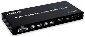 Ennovor KVM HDMI Quad Splitter Screen Multiviewer 4x1 4k 60hz Multivisor HDMI KVM Quad 4x1 Seamless Segmentacion Switch for USB Keyboard(EU Plug) Ennovor KVM HDMI Quad Splitter Screen Multiviewer 4x1 4k 60hz Multivisor HDMI KVM Quad 4x1 Seamless Segmentacion Switch for USB Keyboard(EU Plug)