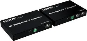 Ennovor 4K 200M HDMI IP KVM Extender Over Cat5e/6 HDMI KVM Matrix Extender with USB by Network Switch one to Many Support Mouse Keyboard(1 TX and 1RX,with US Plug)