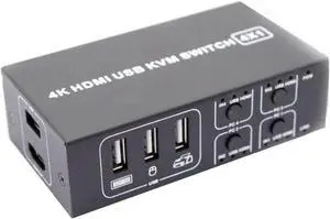 Ennovor Metal KVM Switcher Input Source Switching HDMIcompatible 4 in 1 Out Control Clear Video AndAudio Transmission