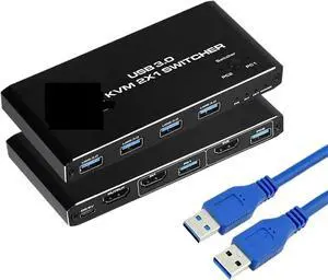 Ennovor KVM Switcher 4K@60Hz HDMI-Compatible Switch USB 3.0 Hub Docking Station Dock 2 PC Share 4 USB Devices Keyboard Mouse Printer(Wired Controller)