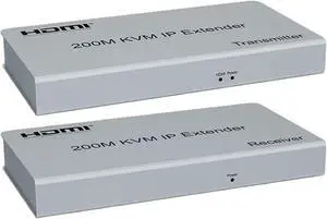 Ennovor 200M HDMI KVM Extender Over IP RJ45 cat5e/6 1080P HDMI USB KVM Ethernet Extender one to Many by Network Switch for PC DVR Loptop(with US Plug)