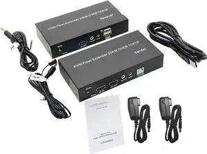 Ennovor 2023 20-60kHz 20Km HDMI KVM Fiber Extender 1080P@60Hz IP Ethernet Direct 1 to 1 Extender Switch Splitter for Mouse Keyboard
