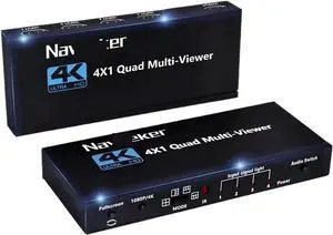 Ennovor KVM HDMI-Compatible Multiviewer 4K 4 in 1 Out 1080P Quad Screen Multi Viewer HDMI Multi-Viewer Seamless Switch with IR(ZY-AQF,UK Power Plug)