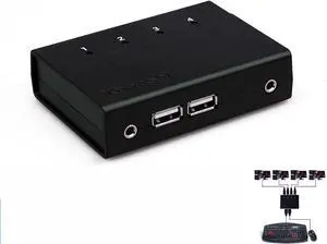 Ennovor 4 Ports Splitter - Multifuncional Keyboard Mouse Synchronizer Controller, KVM Metal Switcher, USB2.0 Full Speed Technology 12Mbps Controller, for Windows/Linux/Android/Netware System