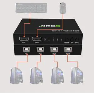 Ennovor 4 Ports Splitter - Multifuncional Keyboard Mouse Synchronizer Controller, KVM Metal Switcher, USB2.0 Full Speed Technology 12Mbps Controller,for Windows/Linux/Android/Netware System