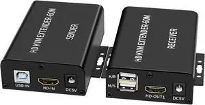 Ennovor DC5V/1A USB HDMI KVM Extender Over IP Ethernet Up to 60m Direct 1 to 1 Extender Over Rj45 to Many Over Gigabit Switch Splitter, Network LAN, IR Extension