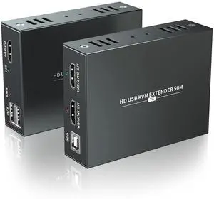Ennovor PWAYTEK HDMI KVM USB Extender for Remote Mouse and Keyboard Control of 1080P Signals Over 50m (164ft) Cat5 Cat6 Cat5e Cat7 Ethernet Cable