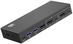 Ennovor USB3.0 Monitor KVM Switcher 2 Port 4K@144Hz DisplayPort USB3.0 Switcher Extended Display 2 Monitors Sharing Keyboards