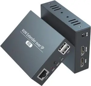 Ennovor HDMI KVM Extender Over IP RJ45 Ethernet Network KVM Extender USB HDMI 200M Over UTP/STP KVM Extender CAT5 CAT6(One TX,UK Power Plug)