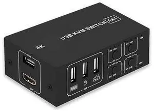 Ennovor 4 Port KVM Switcher 4K USB Switcher KVM 4 in 1 Out 4K 60HZ Distributor Splitter for Keyboard Laptop Accessories Keyboard and USB Switcher