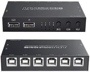 Ennovor 8 Ports USB Synchronizer USB Keyboard Mouse Synchronization Controller KVM er Metal Shell Plug and Play Black