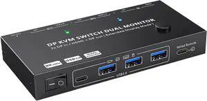 Ennovor Switcher 2 in 2 Out High Definition Port KVM Switcher for High Definition Display Connect Multiple Computer with One Display