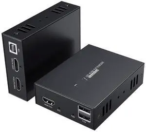 Ennovor IP Network USB 2.0 KVM Extender RJ45 Ports 1080P HDMI Over LAN KVM Extender 150m HDMI KVM Extensor by Cat5 Cat5e Cat6(One RX,US Power Plug)