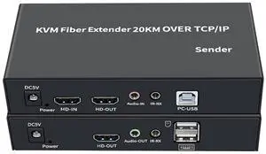 Ennovor Single Mode HDMI KVM Extender to Fiber Transceiver Support USB Mouse Keyboard