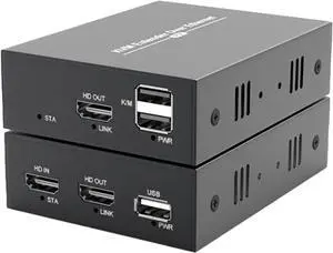 Ennovor Universal Plug and Play HDMI Transmitter and Receiver with USB A Cable and Power Adapter KVM Extender Over Ethernet