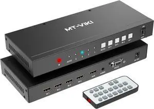 Ennovor MT-VIKI 4K Seamless HDMI Switch 4 Port w/ 3.5mm AudioOutput + IR Remote, 4K@30Hz HDMI Switcher Selector 4 in 1 Out, 4:4:4, 18Gbps, RS232