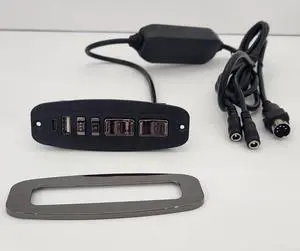 Ennovor FS.12.06.03 Switch Black with Silver Faceplate 5-Pin Connection Silver Buttons USB-A USB-C Input 29V 2A USB Output 10W