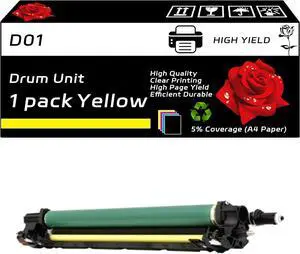 D01 Drum Unit Compatible for Canon imagePRESS C60 C650 C700 C710 C800 C810 C910 Printers, with Chip, High Yield 130000 Pages, Clear Printing (Yellow)