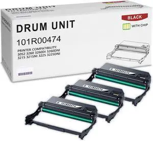 3-Pack Black 101R00474 High Yield Drum Unit Compatible for Xerox 101R00474 Phaser 3052 3260 3260DI WorkCentre 3215 3215NI 3225 3225DNI Printer (Pages up to 10,000 Page ) 3-Pack Black 101R00474 High Yield Drum Unit Compatible for Xerox 101R00474 Phaser 3052 3260 3260DI WorkCentre 3215 3215NI 3225 3225DNI Printer (Pages up to 10,000 Page )