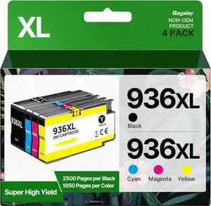 936XL Ink Cartridges Combo Pack with Chip High Yield Compatible for 936e 936 Ink Cartridge Work for OfficeJet Pro 9120e 9125e 9135e 9110b 9130b 9128e 9130b 9122e Wide Format 9730e (4-Pack BK/C/M/Y)