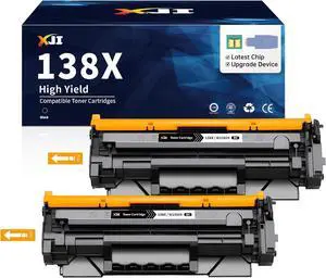Ennovor XJI 138X(with Chip) 2 Pack High Yield Compatible Toner Cartridges Replacement for HP 138 X A W1380X 138A W1380A Ink, for Laser Jet Pro 3001dn 3001dw MFP 3101fdn 3101fdw 3101sdw Printer Black