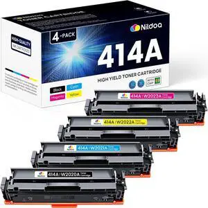 Ennovor 414A Toner Cartridges 4 Pack with Chip Replacement for HP 414A Black Cyan Yellow Magenta Color Enterprise M455dn MFP M480f; Color Pro M454dn M454dw MFP M479fdn M479fdw Printer