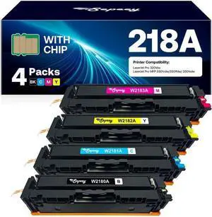 Ennovor (with Chip) 218A Toner Cartridge 4 Pack Compatible with HP 218A 218X Toner Cartridge for HP Color Laserjet Pro 3201dw MFP 3301cdw 3301fdw 3301sdw Printer (B/C/Y/M)