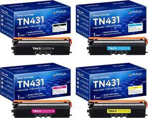 Ennovor TN431 TN-431 Toner Cartridge 4 Pack Compatible TN431BK TN431C TN431Y TN431M Toner Replacement for Brother TN431 TN 431 HL-L8260CDW HL-L8360CDW MFC-L8610CDW MFC-L8900CDW MFC-L9570CDW Printer