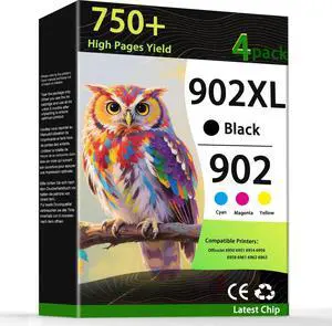 Ennovor 902XL 902 Ink Cartridge Use for Officejet Pro 6978 6968 6960 6970 Officejet 6951 6954 6956 6958 Printers (4-Pack)