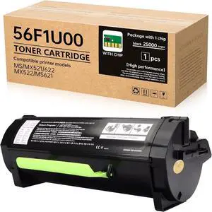 Ennovor 56F1U00 Ultra High Yield Black Toner Cartridge (25,000 Pages) - Compatible with Lexmark MS521, MS621, MS622, MX521, MX522, MX622, MS521dn, MX521ade, MS621dn Series Laser Printers(with Chip)