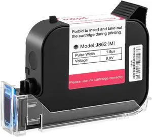 Ennovor Original 42ml Black Quick Dry Solvent Ink Cartridge Replacement JS62 for 0.5inch/12.7mm Handheld Inkjet Printers P15 / P16 / P18 and 0.5-inch Mini Inkjet Printer (JS62 Cartridge for P15)