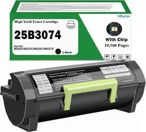 Ennovor 25B3074 Toner Cartridge High Yeild Black 10,500 Pages Compatible Lexmar 25B3074 Toner Cartridge Use for Lexmar M5255 M5270 XM5365 XM5370 Printer
