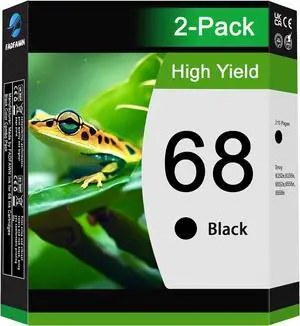 Ennovor 68 Black Ink Cartridge High Yield (2-Pack) - Replacement for HP 68 Ink Cartridge for Envy 6152e 6155e 6552e 6555e 6558e Printer