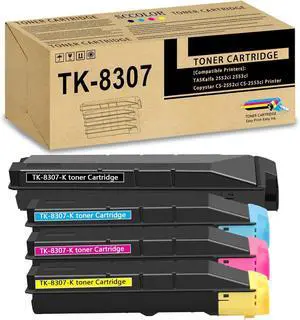 Ennovor TK-8307 TK8307 Toner Cartridge High Capacity 4Pack Compatible TK-8307K TK-8307C TK-8307M TK-8307Y Toner Cartridge Replacement for Kyocera TASKalfa 3050ci 3550ci 3051ci 3551ci Printers