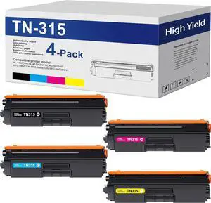 Ennovor TN-315 TN315 Toner Cartridge 4 Pack Replacement for Brother TN 315 TN315 TN310 Toner Work with HL-4140CW HL-4570CDW HL-4570CDWT MFC-9560CDW MFC-9970CDW Printer (Black Cyan Yellow Magenta)