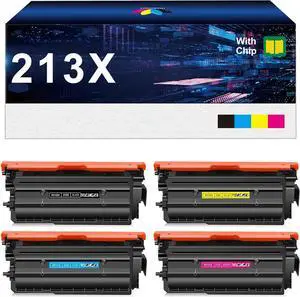 Ennovor 213X Toner Cartridge Replacement for HP 213X 213A 213Y W2130X for HP Color Laserjet Enterprise 5700dn 5800dn 6701dn 6801dn 5700 5800 6700 6701 6800 6801 Series Printers (4 Pack)