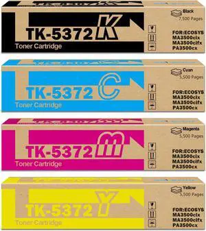 Ennovor TK5372 TK-5372 Toner Cartridges Compatible with Kyocera TK-5372K TK-5372C TK-5372M TK-5372Y Toner for Kyocera ECOSYS MA3500cix MA3500cifx PA3500cx Printers Black Cyan Magenta Yellow
