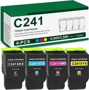 Ennovor Remanufactured C241 C241X Toner Cartridge 4-Pack C241XK0 C241XC0 C241XM0 C241XY0 Toner Replacement for Lexmark C2325 C2425 C2535 MC2325 MC2425 MC2535 MC2640 Printer (Black Cyan Yellow Magenta)