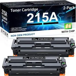 Ennovor 215A Toner Cartridges 2 Pack Black (with Chip) Compatible Replacement for HP 215A W2310A Color Laser Jet Pro MFP M182nw M183fw M182 M183 M183fdw M155 M155nw M155dw Series Printer (Black)