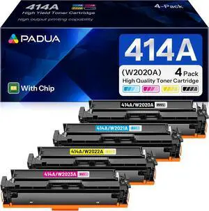 Ennovor 414A Toner Cartridge 4 Pack Compatible W2020A W2021A W2022A W2023A Toner Replacment for HP 414A Color Pro M454dn M454dw MFP M479fdn M479fdw Toner Printer (with Chip)